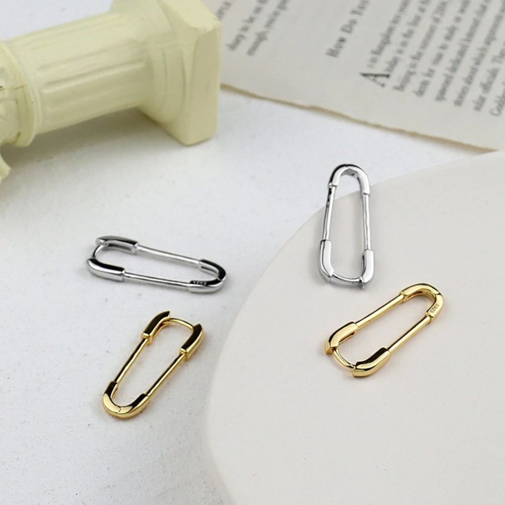 *NEW 925 Sterling Silver Paper Clip Pin Earrings - Picture 5 of 6